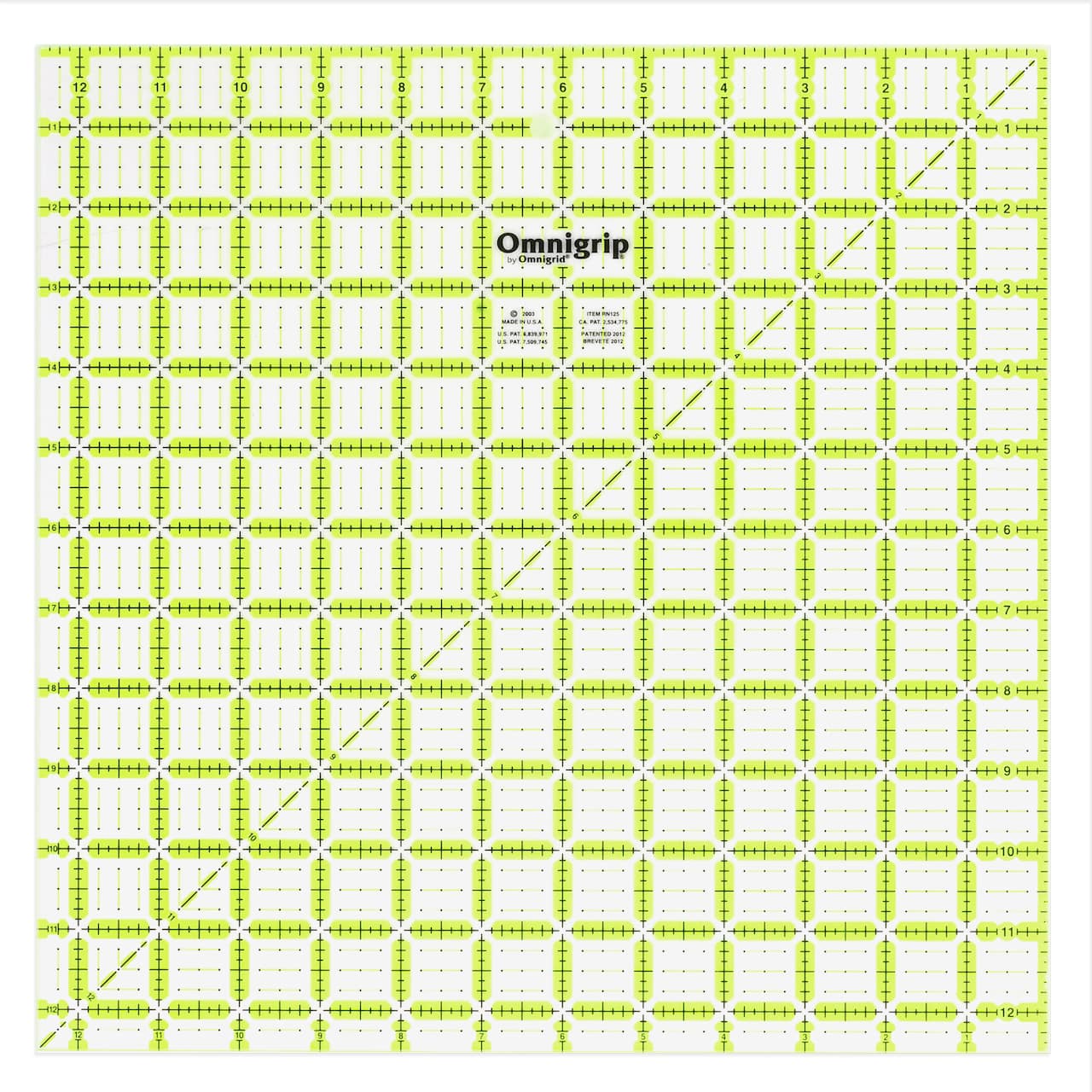 Omnigrip® by Omnigrid® 12.5" x 12.5" Non-Slip Square Quilting Ruler